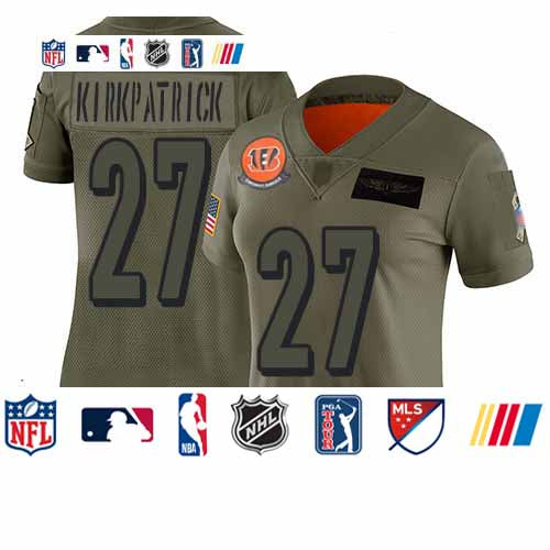 Custom Bengals #27 Dre Kirkpatrick Camo Women’s Stitched Football Limited 2019 Salute to Service Jersey