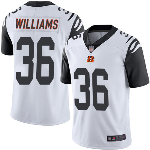 Custom Bengals #36 Shawn Williams White Men’s Stitched Football Limited Rush Jersey