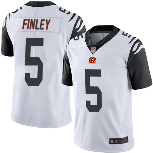 Custom Bengals #5 Ryan Finley White Men’s Stitched Football Limited Rush Jersey