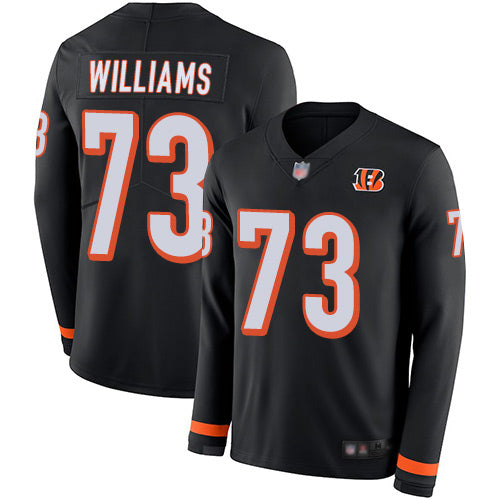 Custom Bengals #73 Jonah Williams Black Team Color Men’s Stitched Football Limited Therma Long Sleeve Jersey