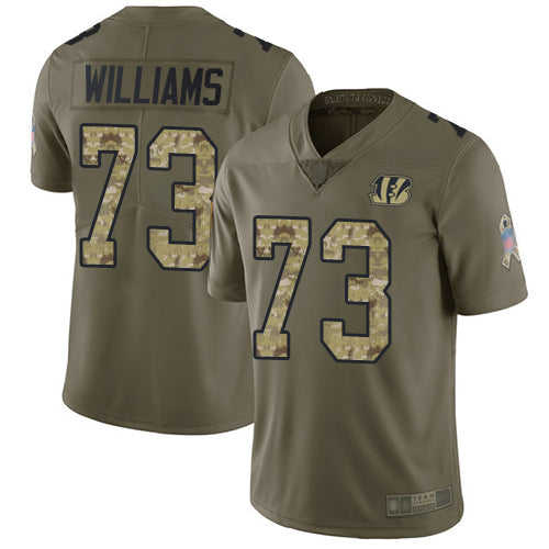 Custom Bengals #73 Jonah Williams Olive Camo Men’s Stitched Football Limited 2017 Salute To Service Jersey