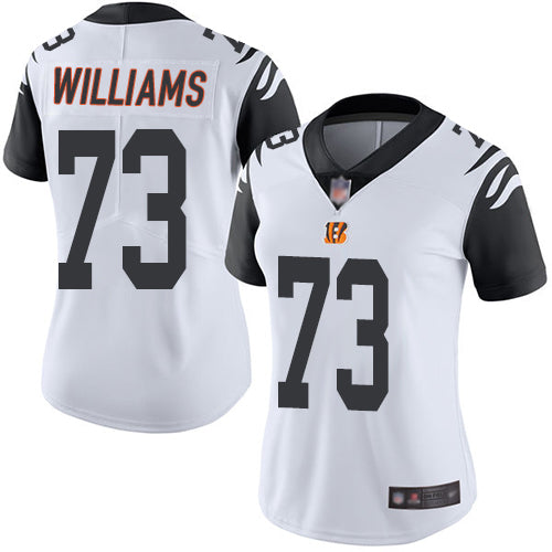 Custom Bengals #73 Jonah Williams White Women’s Stitched Football Limited Rush Jersey
