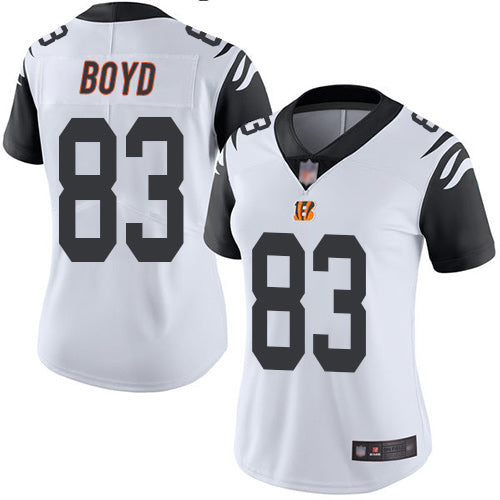 Custom Bengals #83 Tyler Boyd White Women’s Stitched Football Limited Rush Jersey