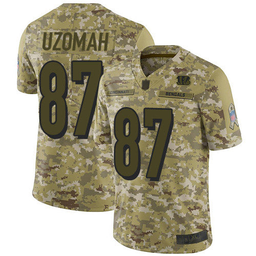 Custom Bengals #87 C.J. Uzomah Camo Men’s Stitched Football Limited 2018 Salute To Service Jersey