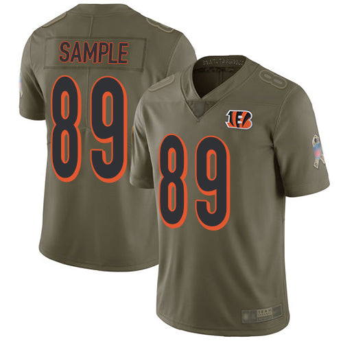 Custom Bengals #89 Drew Sample Olive Men’s Stitched Football Limited 2017 Salute To Service Jersey