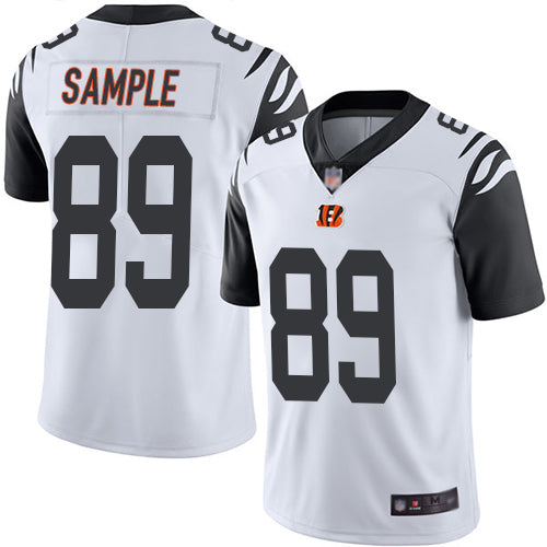 Custom Bengals #89 Drew Sample White Youth Stitched Football Limited Rush Jersey