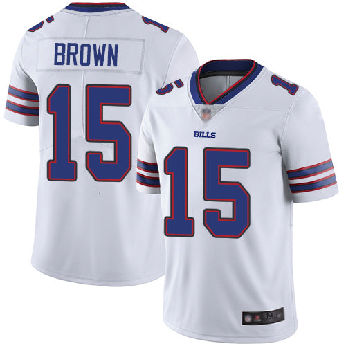 Custom Bills #15 John Brown White Youth Stitched Football Vapor Untouchable Limited Jersey