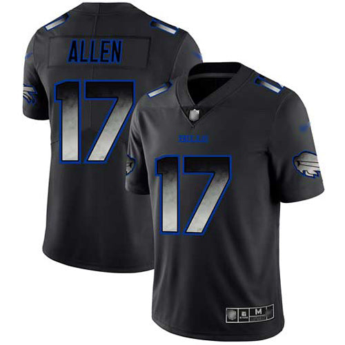 Custom Bills #17 Josh Allen Black Men’s Stitched Football Vapor Untouchable Limited Smoke Fashion Jersey