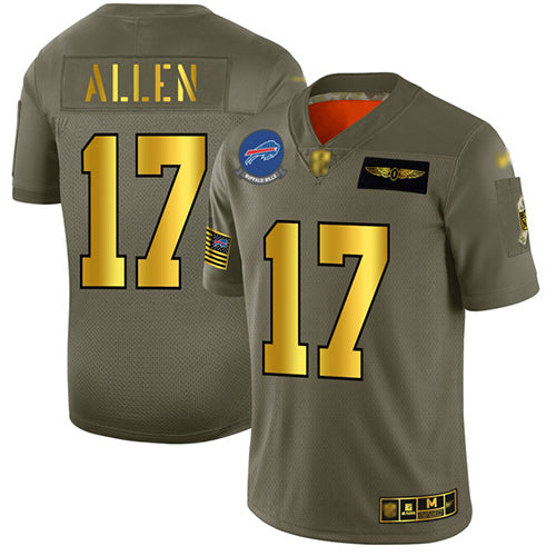 Custom Bills #17 Josh Allen Camo Gold Men’s Stitched Football Limited 2019 Salute To Service Jersey