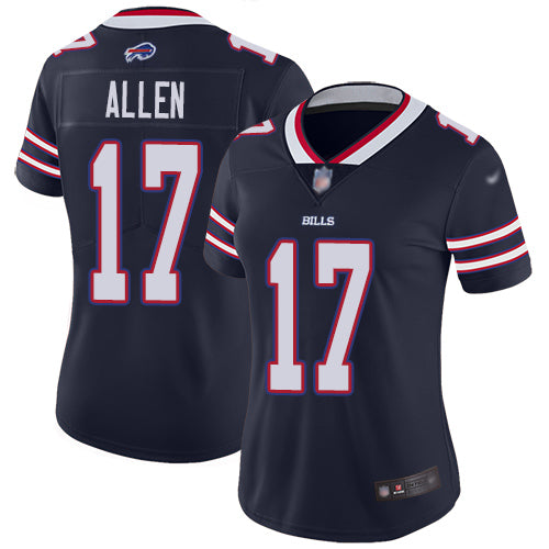 Custom Bills #17 Josh Allen Navy Women’s Stitched Football Limited Inverted Legend Jersey
