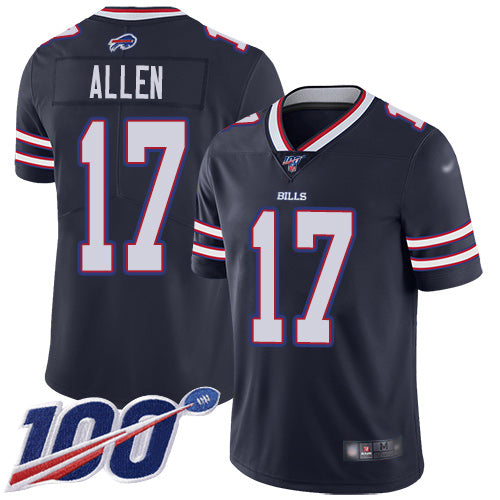 Custom Bills #17 Josh Allen Navy Youth Stitched Football Limited Inverted Legend 100th Season Jersey