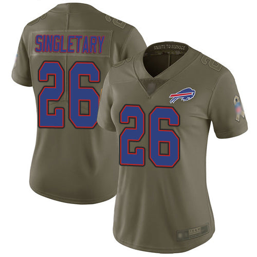 Custom Bills #26 Devin Singletary Olive Women’s Stitched Football Limited 2017 Salute to Service Jersey