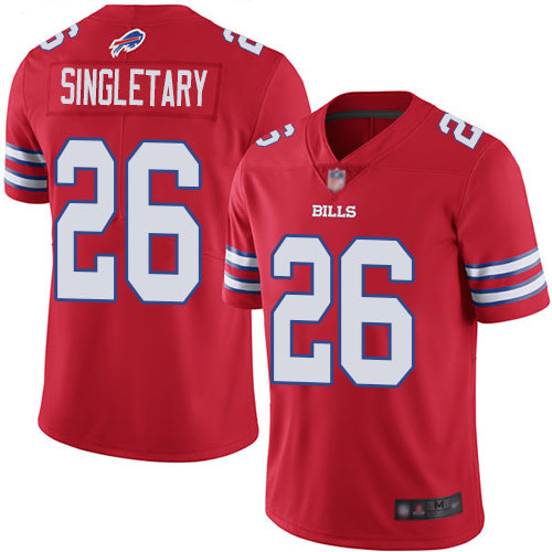 Custom Bills #26 Devin Singletary Red Youth Stitched Football Limited Rush Jersey