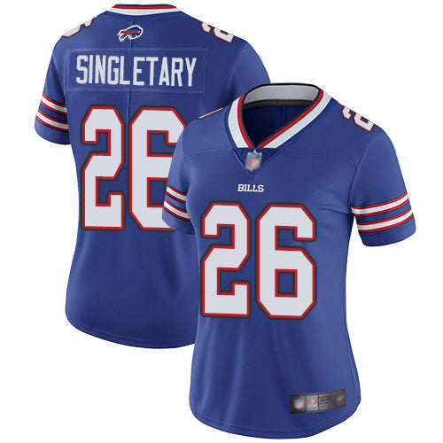 Custom Bills #26 Devin Singletary Royal Blue Team Color Women’s Stitched Football Vapor Untouchable Limited Jersey