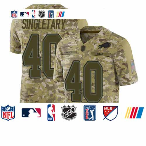 Custom Bills #40 Devin Singletary Camo Men’s Stitched Football Limited 2018 Salute To Service Jersey