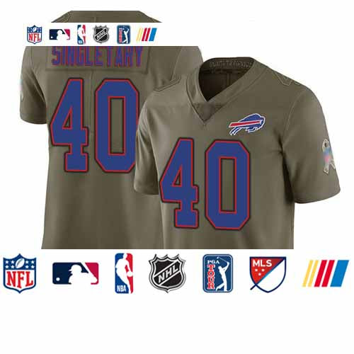 Custom Bills #40 Devin Singletary Olive Men’s Stitched Football Limited 2017 Salute To Service Jersey