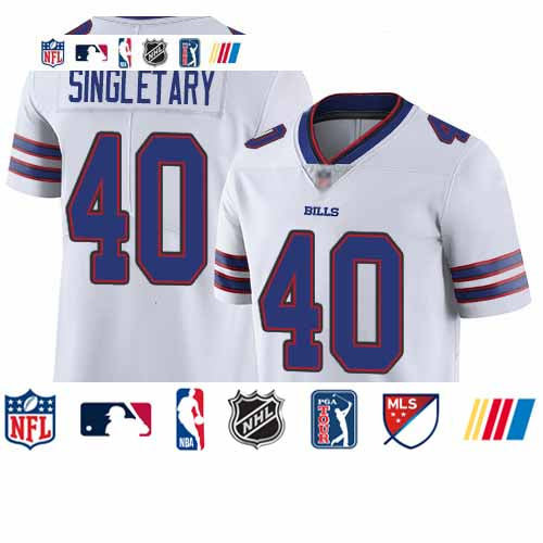 Custom Bills #40 Devin Singletary White Men’s Stitched Football Vapor Untouchable Limited Jersey