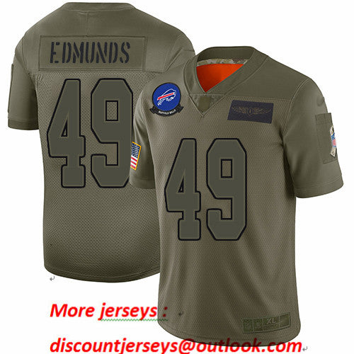 Custom Bills #49 Tremaine Edmunds Camo Youth Stitched Football Limited 2019 Salute to Service Jersey