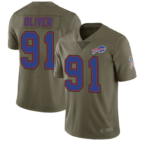 Custom Bills #91 Ed Oliver Olive Youth Stitched Football Limited 2017 Salute to Service Jersey