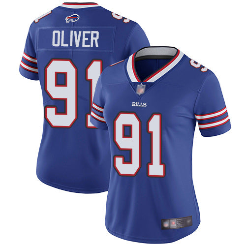 Custom Bills #91 Ed Oliver Royal Blue Team Color Women’s Stitched Football Vapor Untouchable Limited Jersey