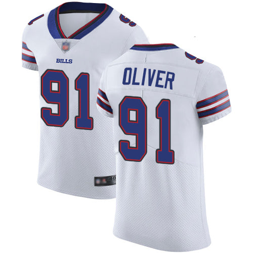 Custom Bills #91 Ed Oliver White Men’s Stitched Football Vapor Untouchable Elite Jersey