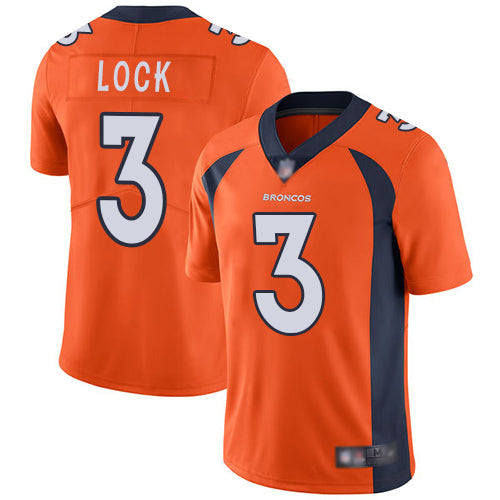 Custom Broncos #3 Drew Lock Orange Team Color Men’s Stitched Football Vapor Untouchable Limited Jersey