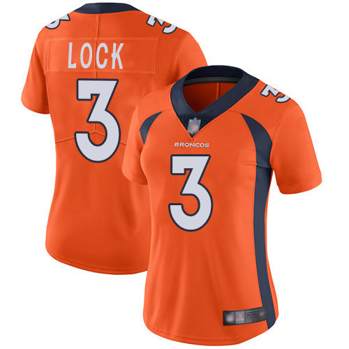Custom Broncos #3 Drew Lock Orange Team Color Women’s Stitched Football Vapor Untouchable Limited Jersey