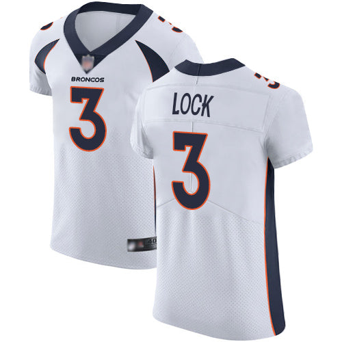 Custom Broncos #3 Drew Lock White Men’s Stitched Football Vapor Untouchable Elite Jersey