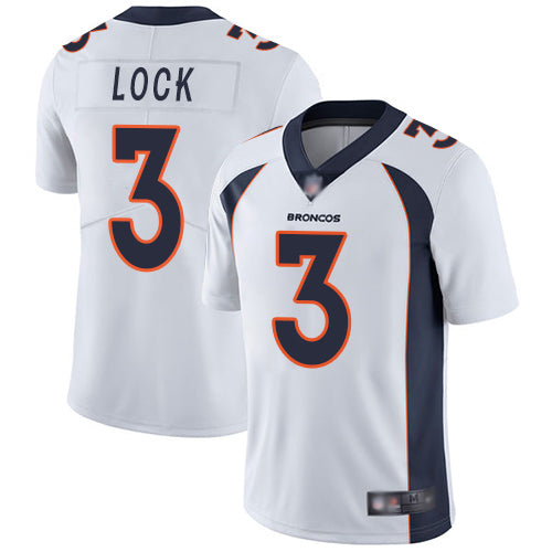 Custom Broncos #3 Drew Lock White Men’s Stitched Football Vapor Untouchable Limited Jersey