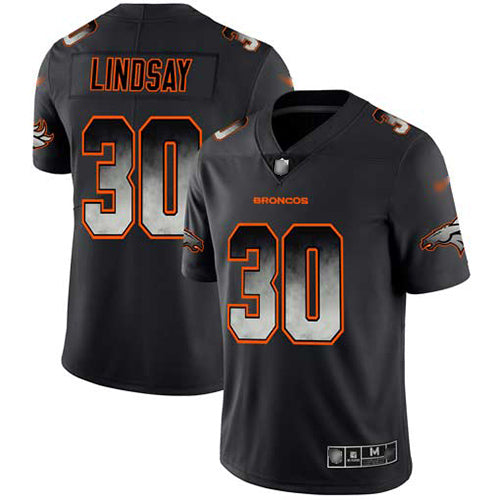 Custom Broncos #30 Phillip Lindsay Black Men’s Stitched Football Vapor Untouchable Limited Smoke Fashion Jersey