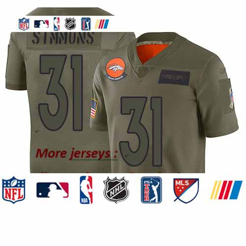 Custom Broncos #31 Justin Simmons Camo Youth Stitched Football Limited 2019 Salute to Service Jersey