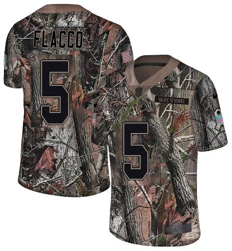 Custom Broncos #5 Joe Flacco Camo Men’s Stitched Football Limited Rush Realtree Jersey