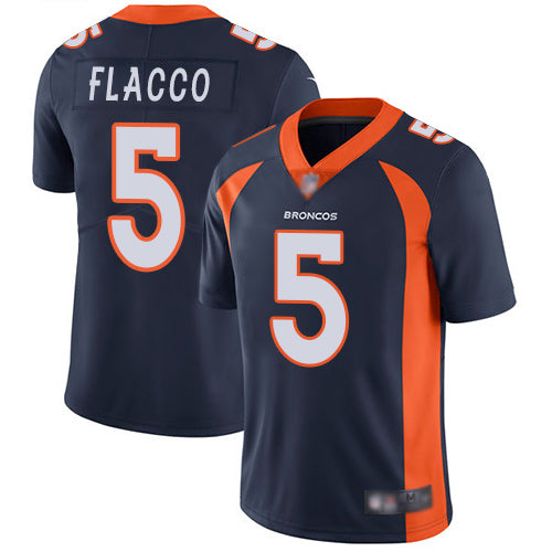 Custom Broncos #5 Joe Flacco Navy Blue Alternate Men’s Stitched Football Vapor Untouchable Limited Jersey