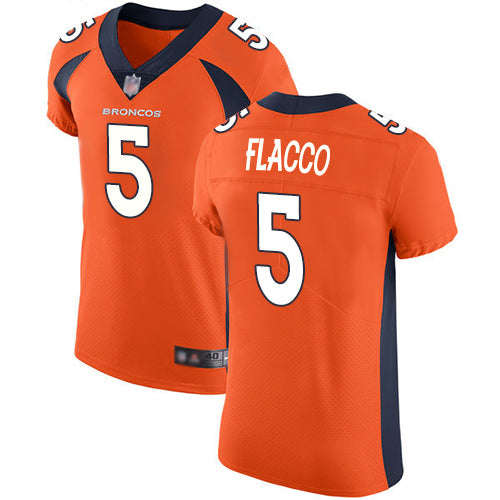 Custom Broncos #5 Joe Flacco Orange Team Color Men’s Stitched Football Vapor Untouchable Elite Jersey