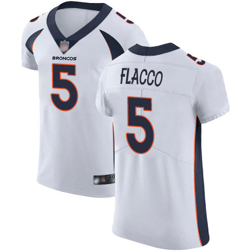 Custom Broncos #5 Joe Flacco White Men’s Stitched Football Vapor Untouchable Elite Jersey