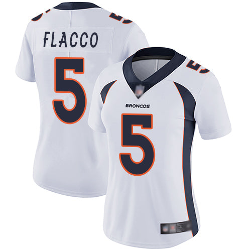 Custom Broncos #5 Joe Flacco White Women’s Stitched Football Vapor Untouchable Limited Jersey