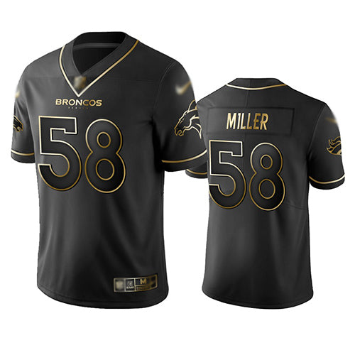 Custom Broncos #58 Von Miller Black Men’s Stitched Football Limited Golden Edition Jersey