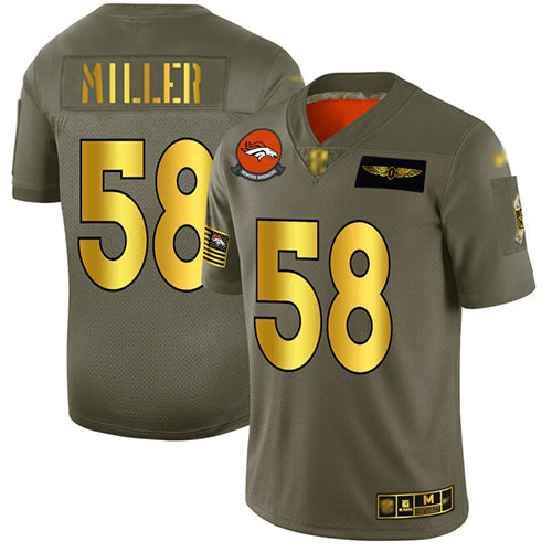 Custom Broncos #58 Von Miller Camo Gold Men’s Stitched Football Limited 2019 Salute To Service Jersey