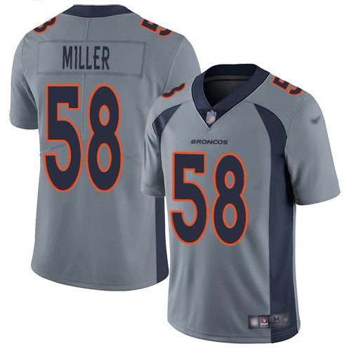 Custom Broncos #58 Von Miller Gray Youth Stitched Football Limited Inverted Legend Jersey