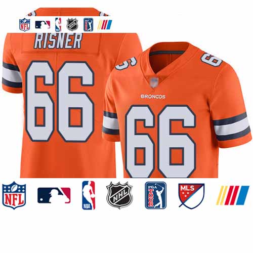 Custom Broncos #66 Dalton Risner Orange Men’s Stitched Football Limited Rush Jersey