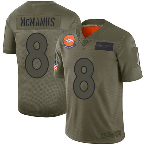 Custom Broncos #8 Brandon McManus Camo Men’s Stitched Football Limited 2019 Salute To Service Jersey