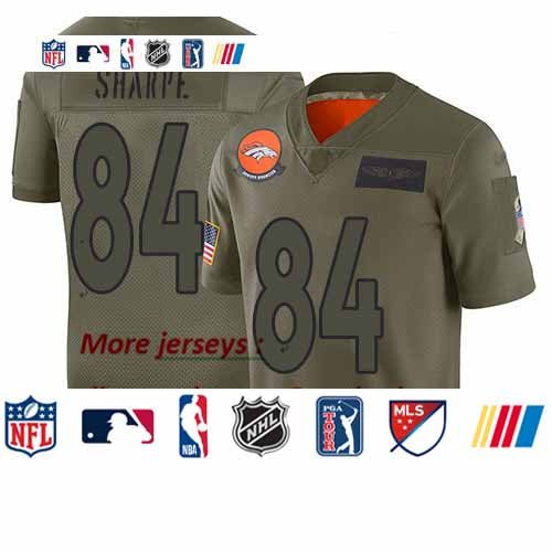 Custom Broncos #84 Shannon Sharpe Camo Youth Stitched Football Limited 2019 Salute to Service Jersey