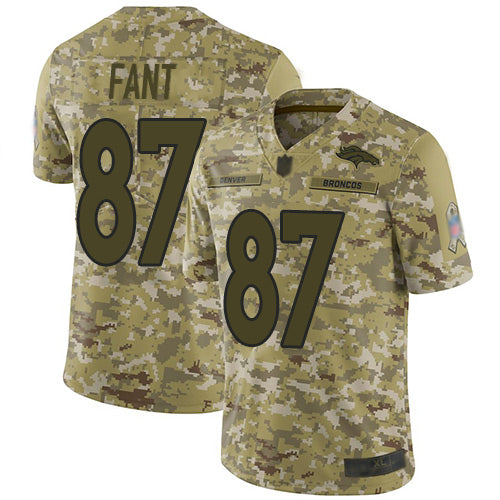 Custom Broncos #87 Noah Fant Camo Youth Stitched Football Limited 2018 Salute to Service Jersey