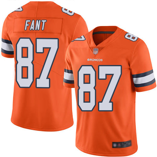 Custom Broncos #87 Noah Fant Orange Men’s Stitched Football Limited Rush Jersey