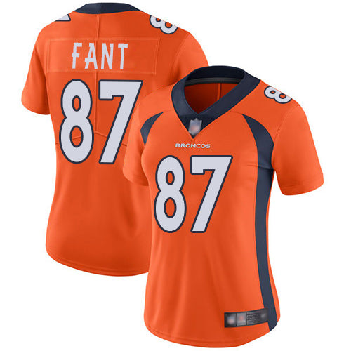 Custom Broncos #87 Noah Fant Orange Team Color Women’s Stitched Football Vapor Untouchable Limited Jersey
