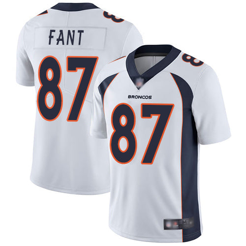 Custom Broncos #87 Noah Fant White Men’s Stitched Football Vapor Untouchable Limited Jersey
