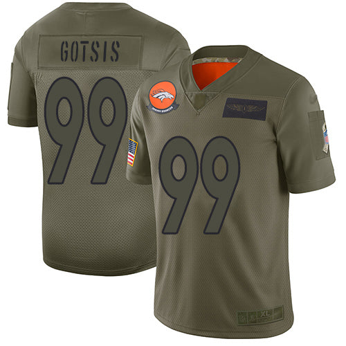 Custom Broncos #99 Adam Gotsis Camo Men’s Stitched Football Limited 2019 Salute To Service Jersey