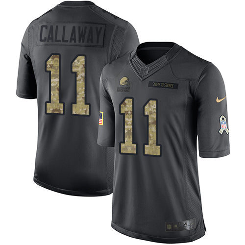 Custom Browns #11 Antonio Callaway Black Youth Stitched Football Limited 2016 Salute to Service Jersey