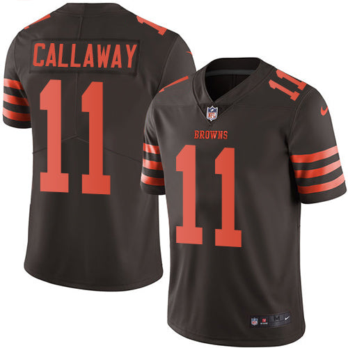 Custom Browns #11 Antonio Callaway Brown Youth Stitched Football Limited Rush Jersey