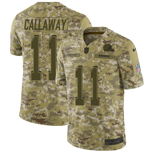 Custom Browns #11 Antonio Callaway Camo Youth Stitched Football Limited 2018 Salute to Service Jersey